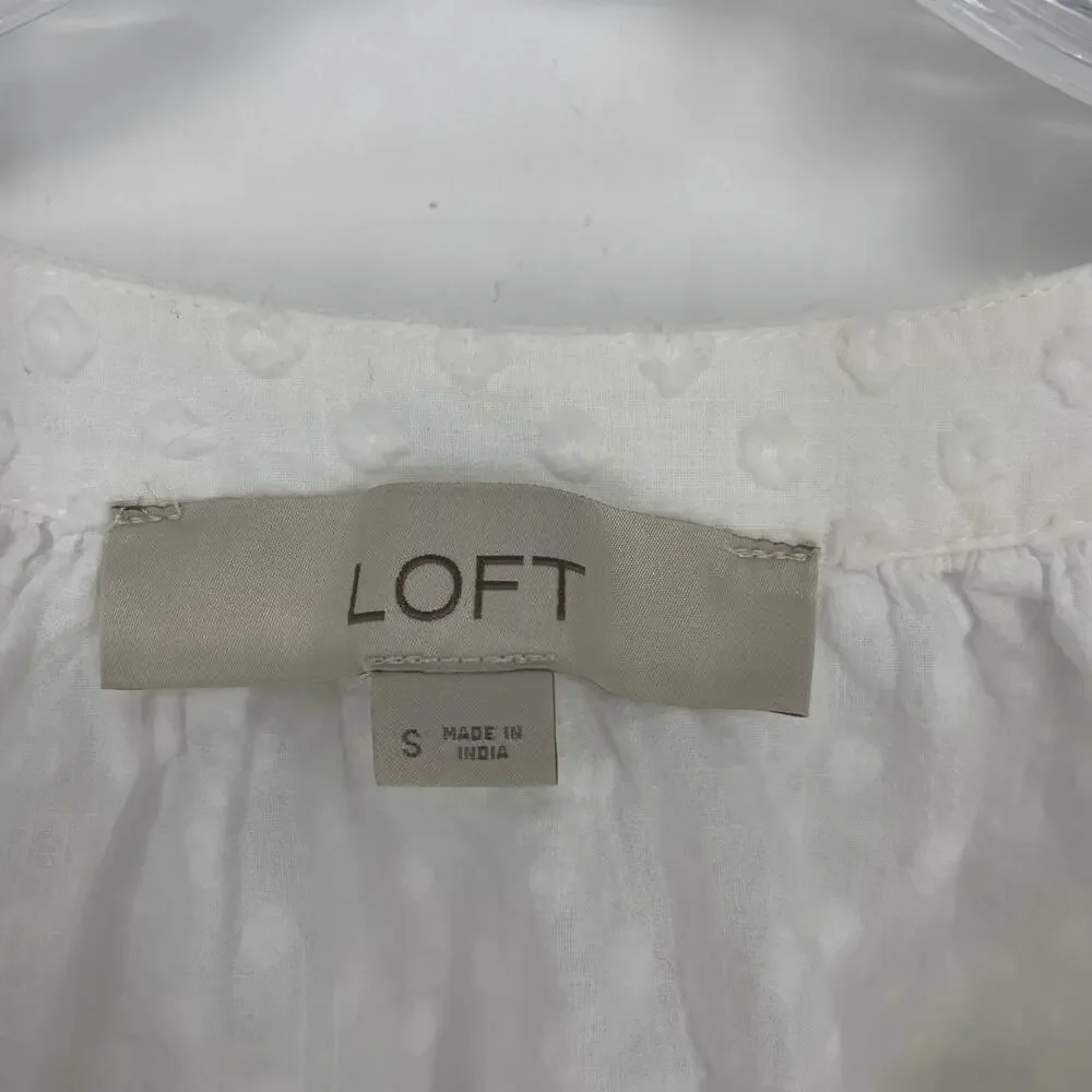 Loft Puff Sleeve Swiss Dot Top Size Small